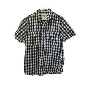 Abercrombie and Fitch Short Sleeve Casual Button Down Black and White Buffalo Ch
